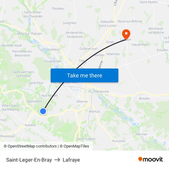 Saint-Leger-En-Bray to Lafraye map
