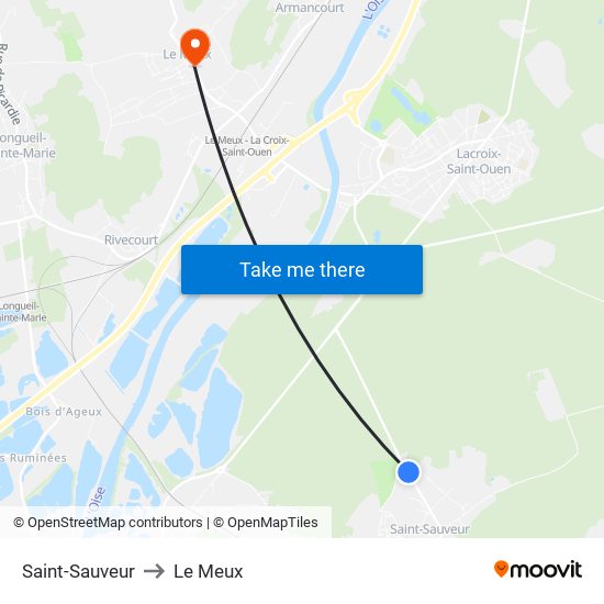 Saint-Sauveur to Le Meux map