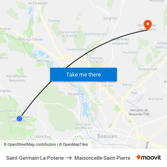 Saint-Germain-La-Poterie to Maisoncelle-Saint-Pierre map