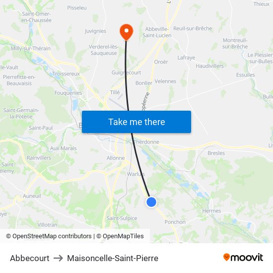 Abbecourt to Maisoncelle-Saint-Pierre map