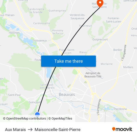 Aux Marais to Maisoncelle-Saint-Pierre map