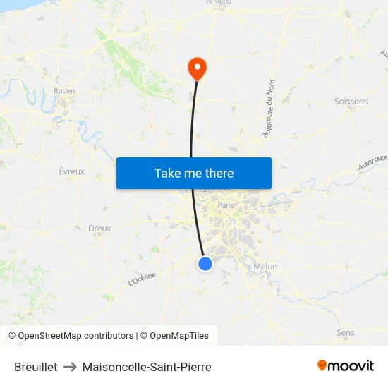 Breuillet to Maisoncelle-Saint-Pierre map
