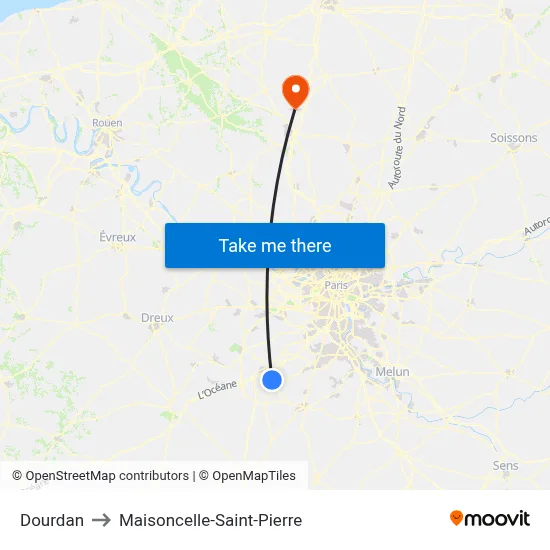 Dourdan to Maisoncelle-Saint-Pierre map