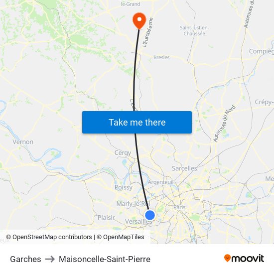 Garches to Maisoncelle-Saint-Pierre map