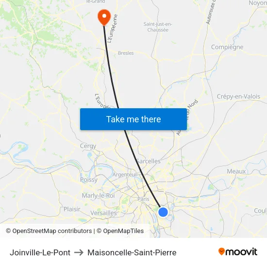 Joinville-Le-Pont to Maisoncelle-Saint-Pierre map