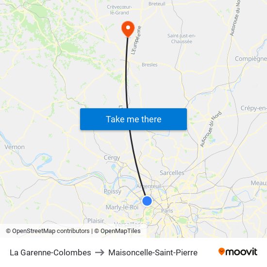La Garenne-Colombes to Maisoncelle-Saint-Pierre map
