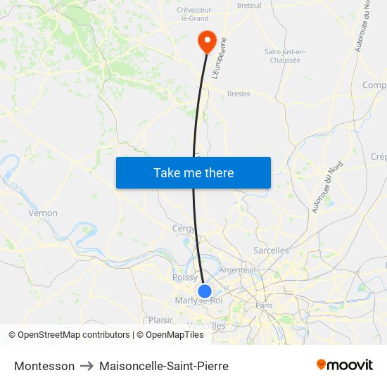 Montesson to Maisoncelle-Saint-Pierre map