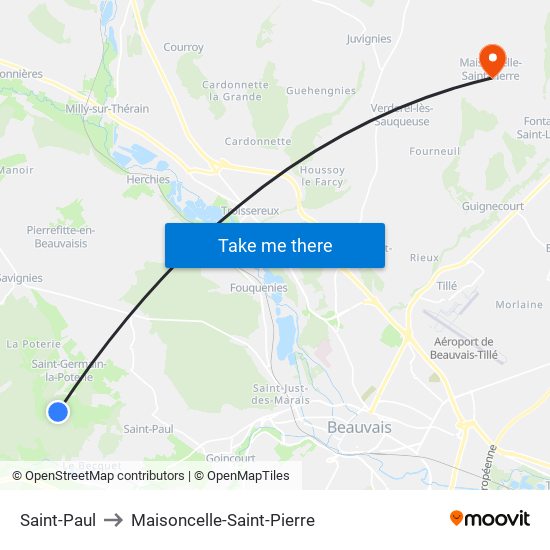 Saint-Paul to Maisoncelle-Saint-Pierre map