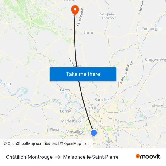 Châtillon-Montrouge to Maisoncelle-Saint-Pierre map