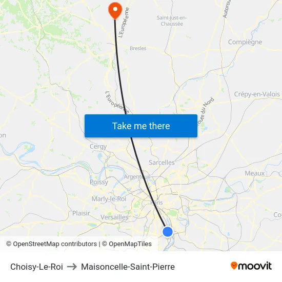 Choisy-Le-Roi to Maisoncelle-Saint-Pierre map