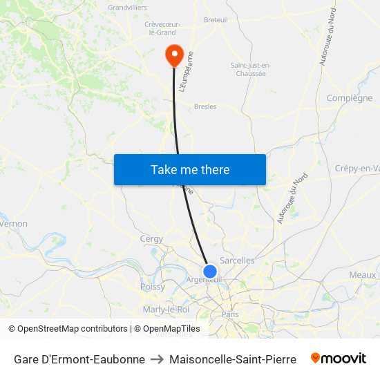 Gare D'Ermont-Eaubonne to Maisoncelle-Saint-Pierre map