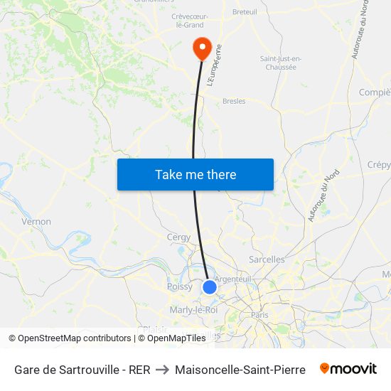 Gare de Sartrouville - RER to Maisoncelle-Saint-Pierre map