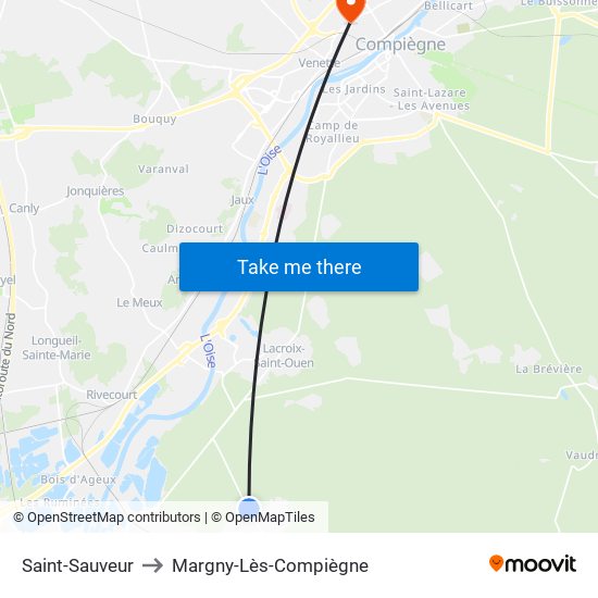 Saint-Sauveur to Margny-Lès-Compiègne map