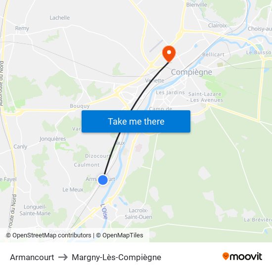 Armancourt to Margny-Lès-Compiègne map