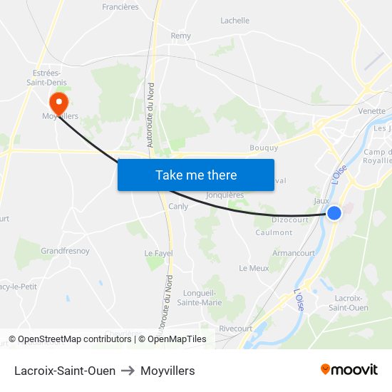Lacroix-Saint-Ouen to Moyvillers map