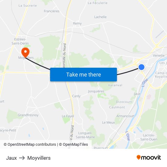 Jaux to Moyvillers map