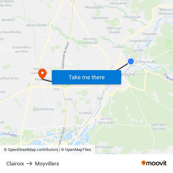 Clairoix to Moyvillers map