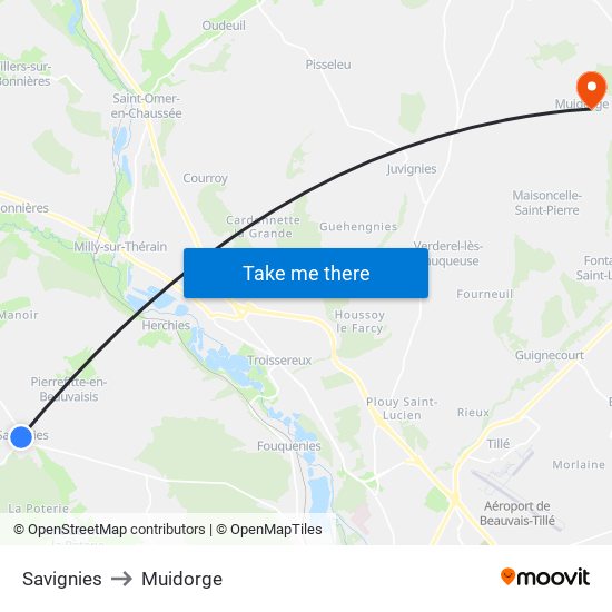 Savignies to Muidorge map
