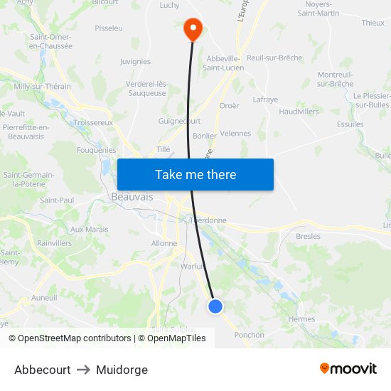 Abbecourt to Muidorge map