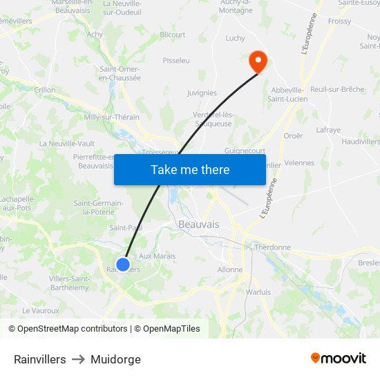 Rainvillers to Muidorge map