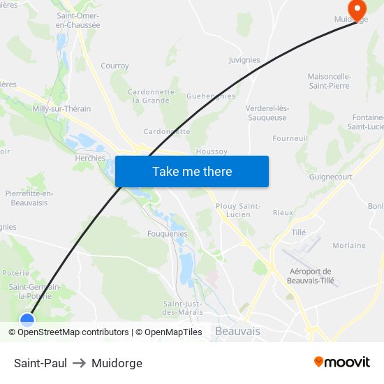 Saint-Paul to Muidorge map