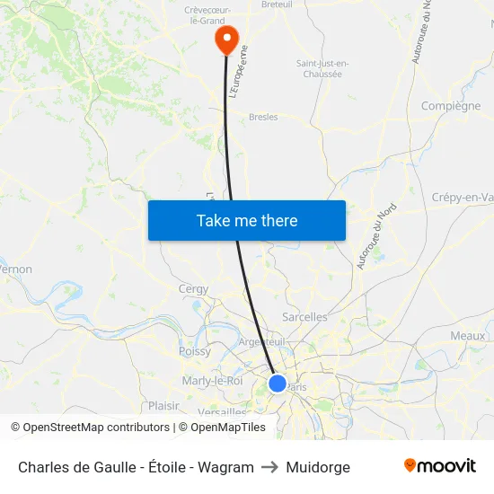 Charles de Gaulle - Étoile - Wagram to Muidorge map