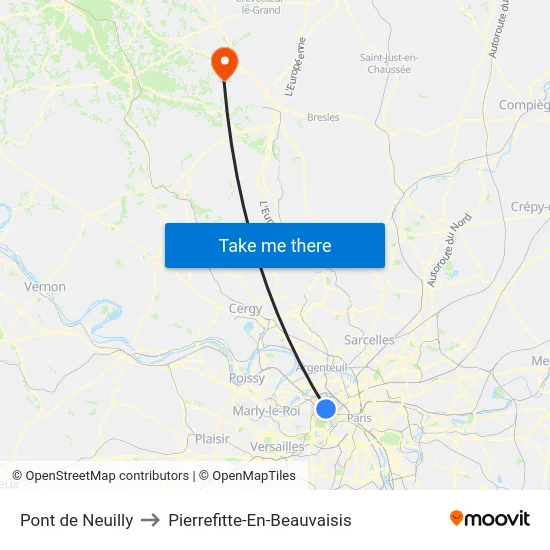 Pont de Neuilly to Pierrefitte-En-Beauvaisis map