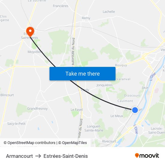 Armancourt to Estrées-Saint-Denis map