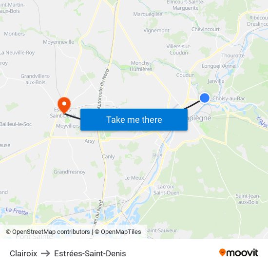 Clairoix to Estrées-Saint-Denis map