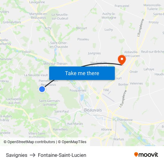 Savignies to Fontaine-Saint-Lucien map