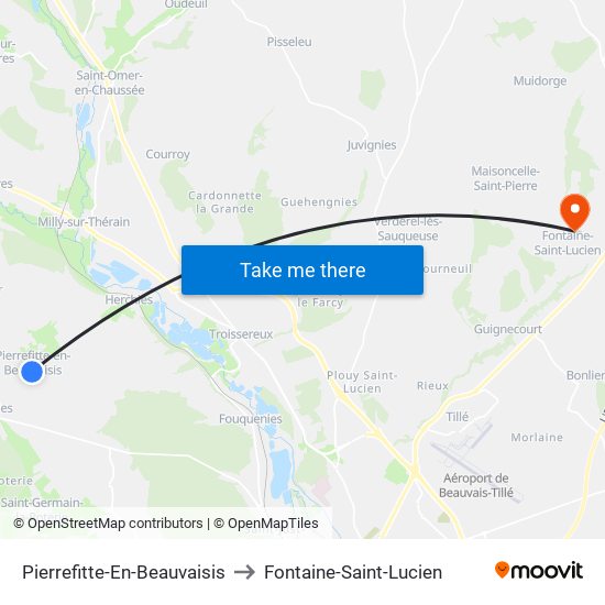 Pierrefitte-En-Beauvaisis to Fontaine-Saint-Lucien map