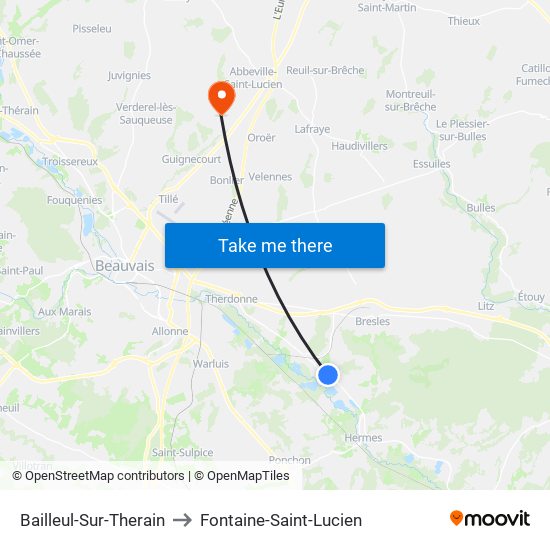 Bailleul-Sur-Therain to Fontaine-Saint-Lucien map