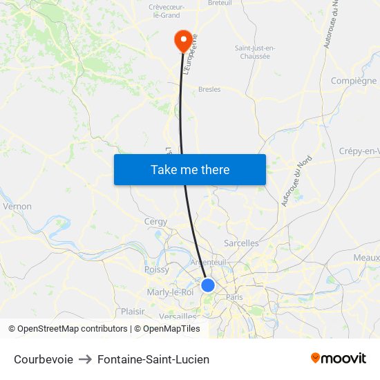 Courbevoie to Fontaine-Saint-Lucien map