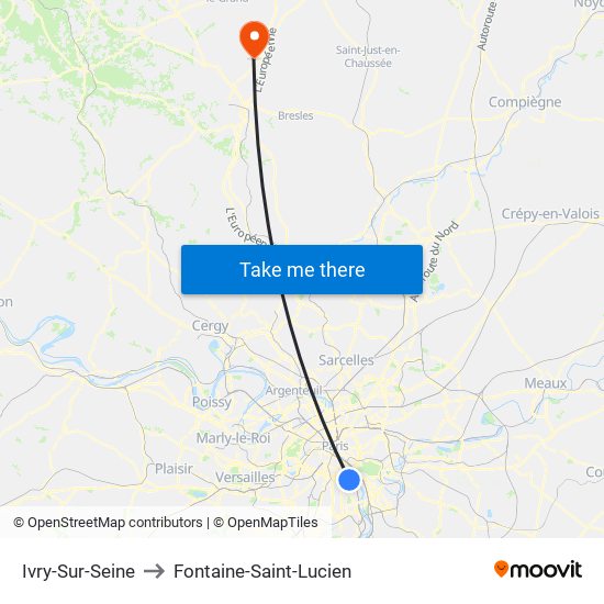 Ivry-Sur-Seine to Fontaine-Saint-Lucien map