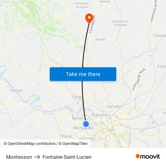 Montesson to Fontaine-Saint-Lucien map