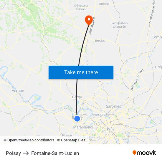 Poissy to Fontaine-Saint-Lucien map