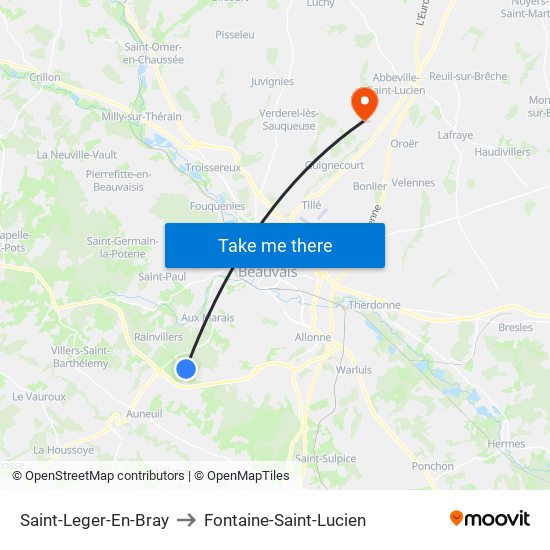Saint-Leger-En-Bray to Fontaine-Saint-Lucien map