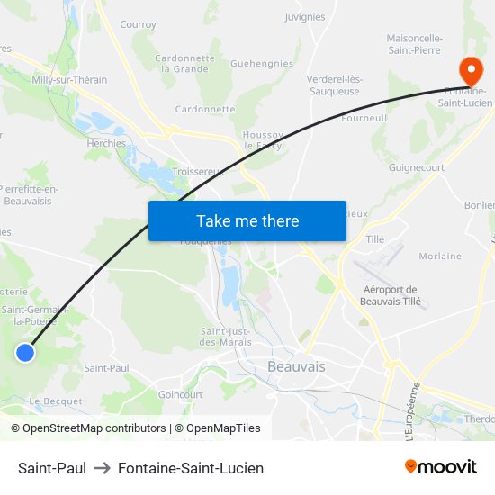 Saint-Paul to Fontaine-Saint-Lucien map