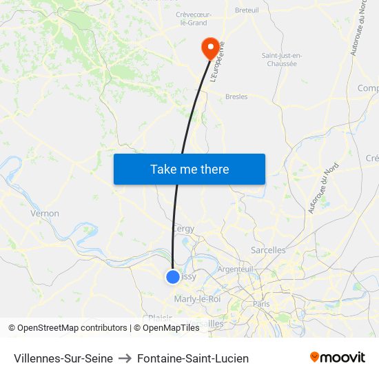 Villennes-Sur-Seine to Fontaine-Saint-Lucien map