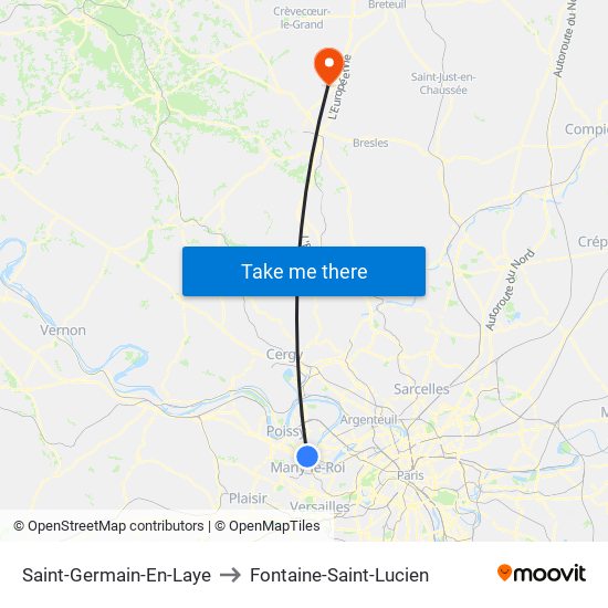 Saint-Germain-En-Laye to Fontaine-Saint-Lucien map