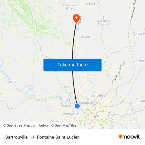 Sartrouville to Fontaine-Saint-Lucien map