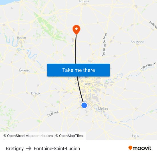 Brétigny to Fontaine-Saint-Lucien map