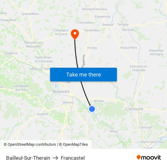 Bailleul-Sur-Therain to Francastel map