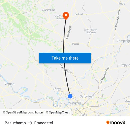 Beauchamp to Francastel map