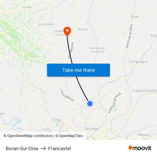 Boran-Sur-Oise to Francastel map