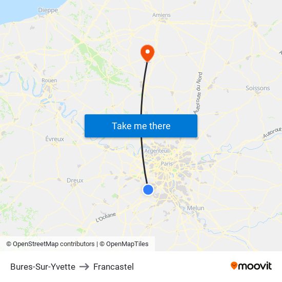 Bures-Sur-Yvette to Francastel map