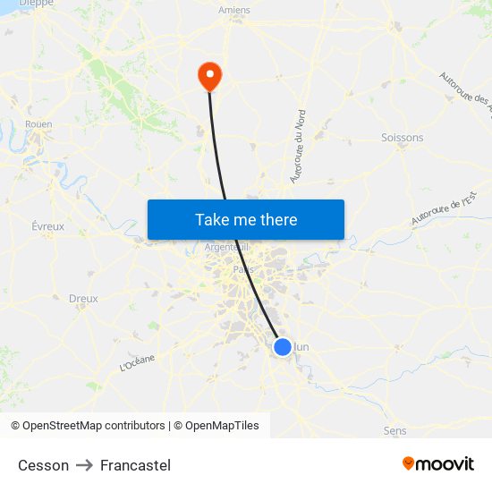 Cesson to Francastel map