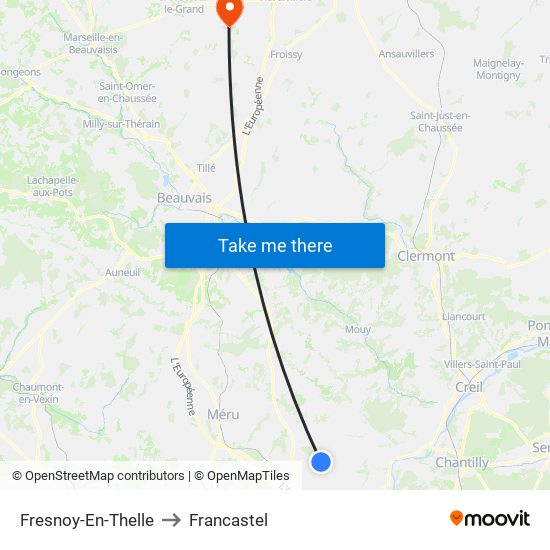 Fresnoy-En-Thelle to Francastel map