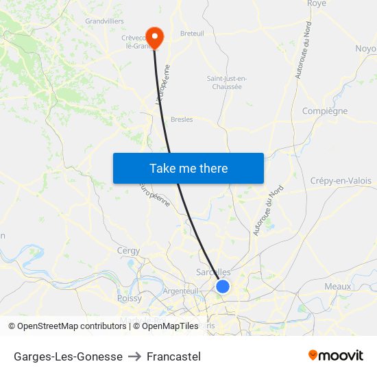 Garges-Les-Gonesse to Francastel map