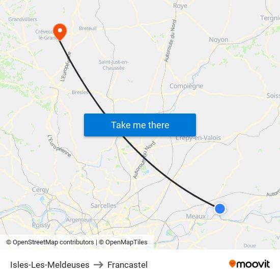 Isles-Les-Meldeuses to Francastel map